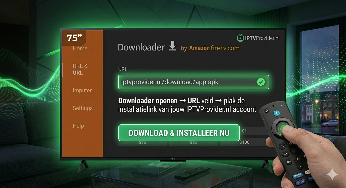 Downloader app installeren en URL invoeren van IPTVProvider.nl