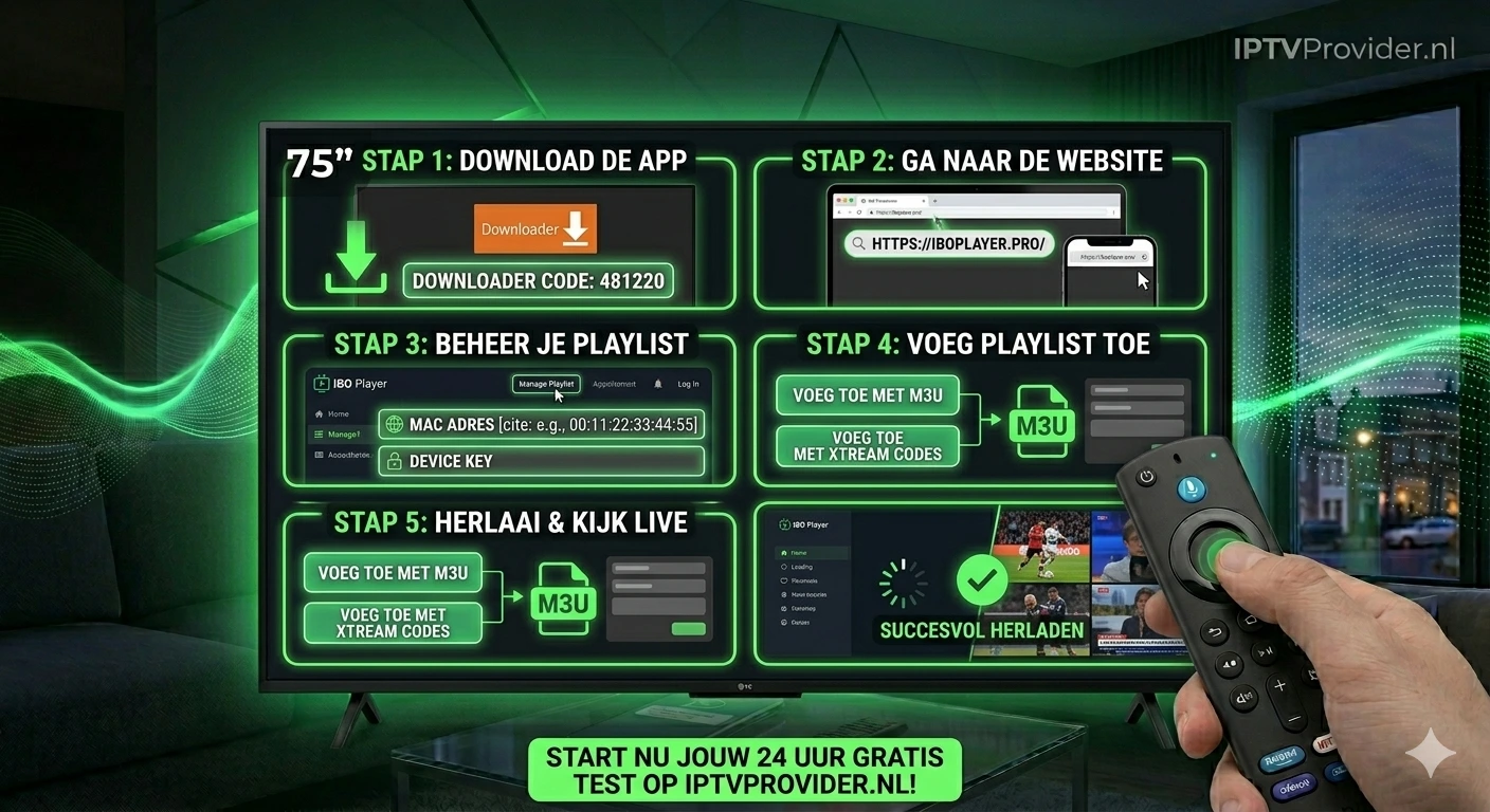 Stap voor stap instellen van IBO Player met iptvprovider.nl playlist