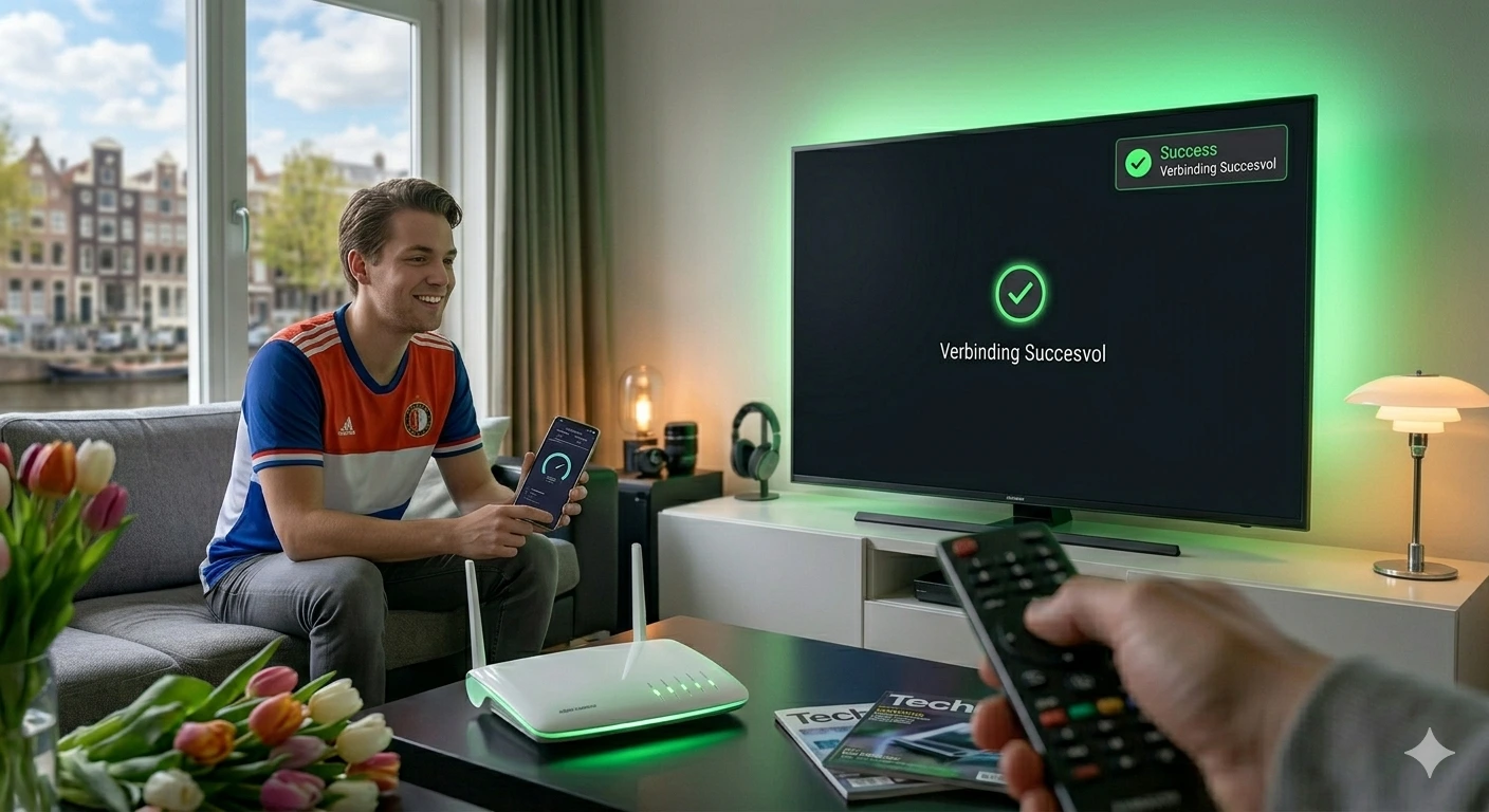 IPTV installatie succesbadge - snelle snelheidstest resultaat en stabiele verbinding